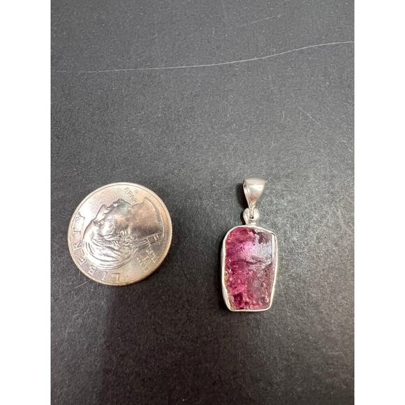 NEW Pink bi color tourmaline sterling silver pendant 2.32 grams - Picture 2 of 9